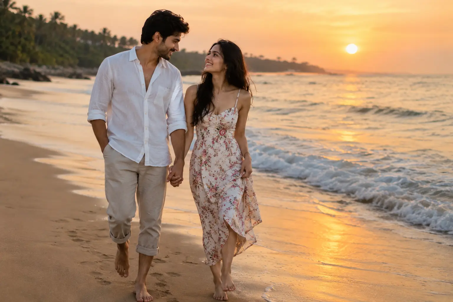 Beach couple AI photo prompt