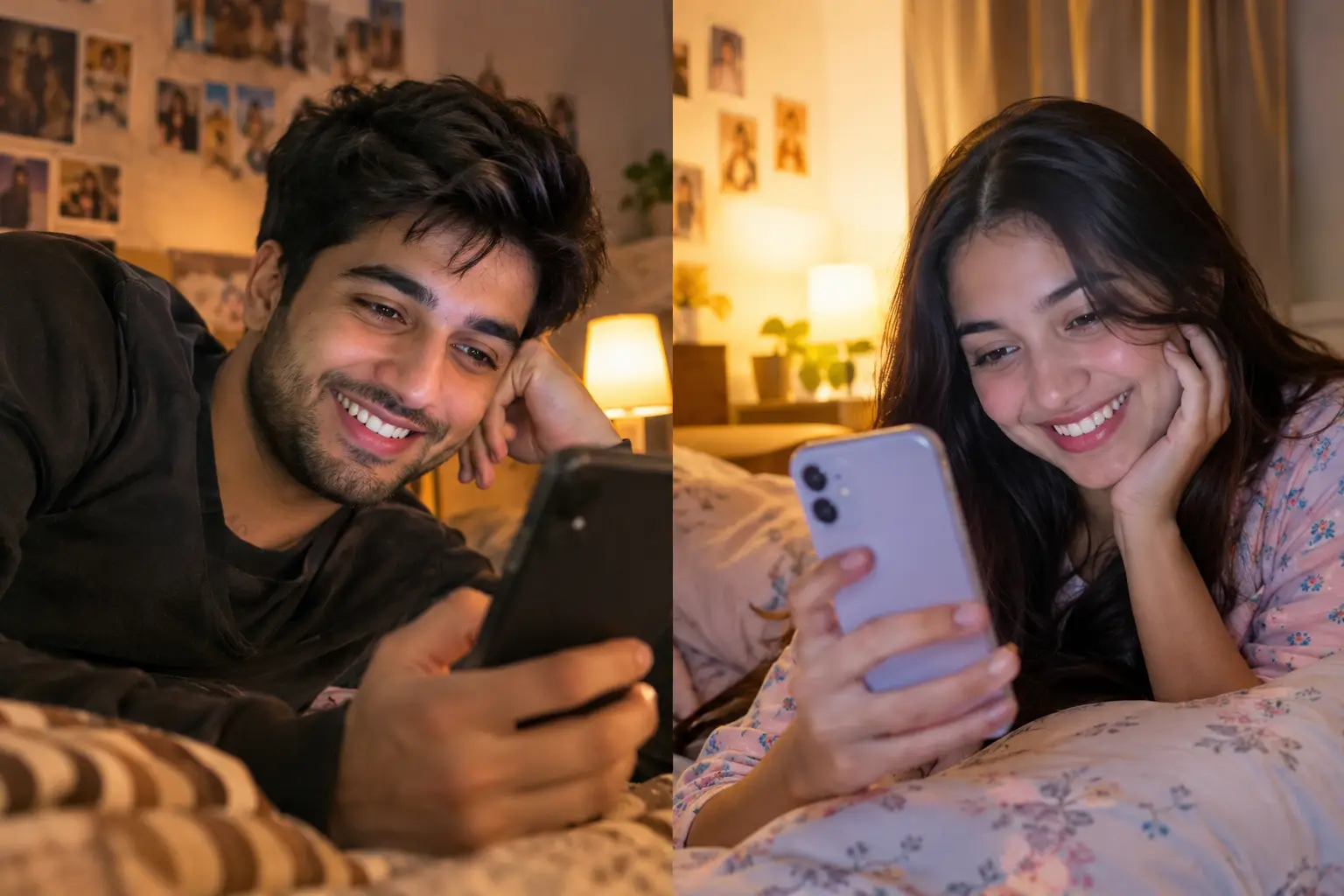 Long distance couple video call AI photo prompt